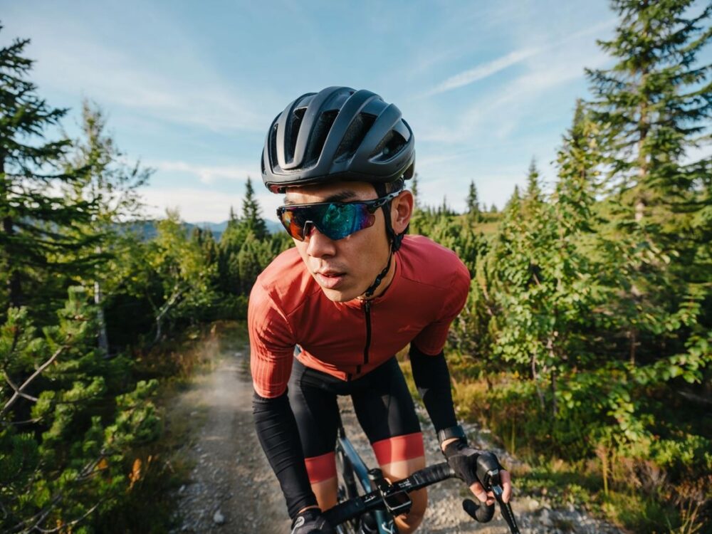 rowerzysta w okularach sportowych