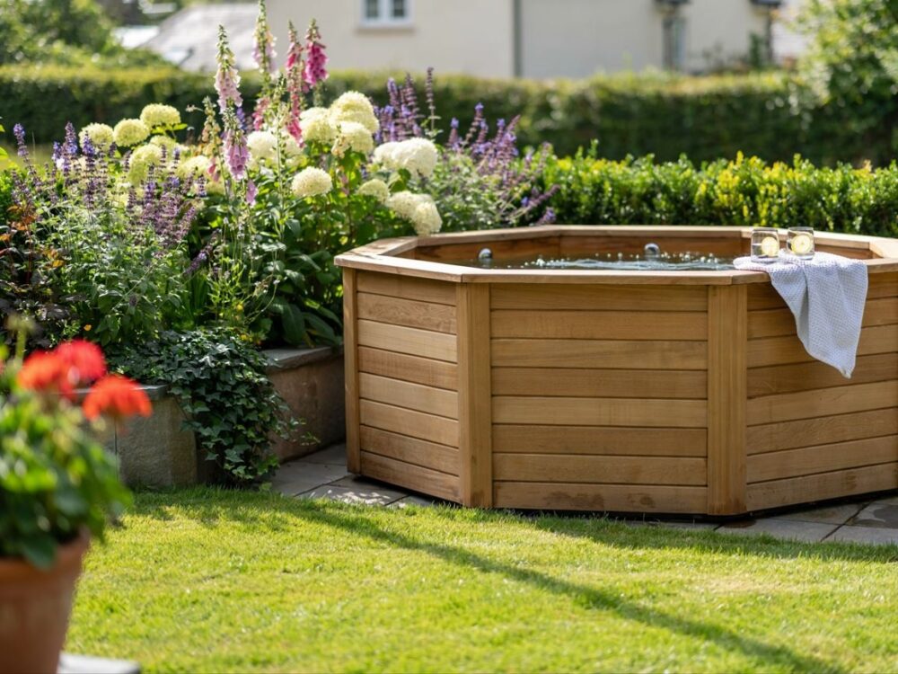 stabilna powierzchnia ogrodu pod jacuzzi
